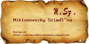 Miklusovszky Szimóna névjegykártya